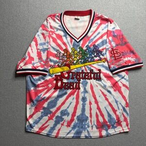 St Louis Cardinals Grateful Dead Tie Dye Jersey XXL MLB Dancing Skeleton